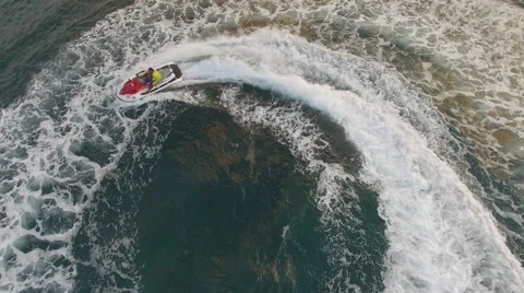 Speedboat circling in ocean Stock Footage 61861852