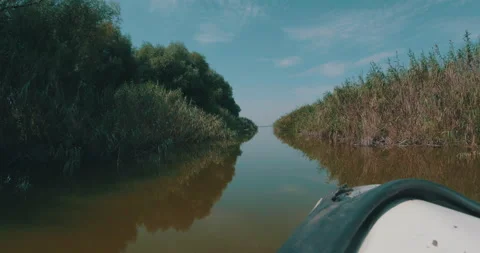 Speedboat on Danube Channel Stock Footage 161911161