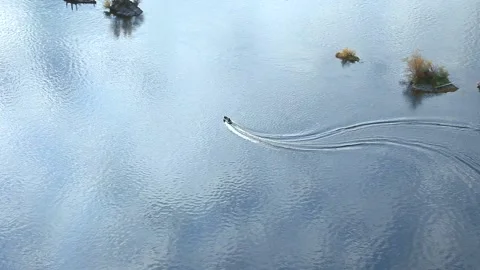 Speedboat goes on the river Video stock 133253547