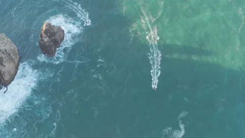 Speedboat going on circle on the sea Stock Footage 240086654