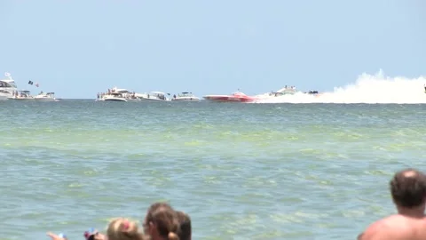 Speedboat going by florida beach Stock Footage 147623230