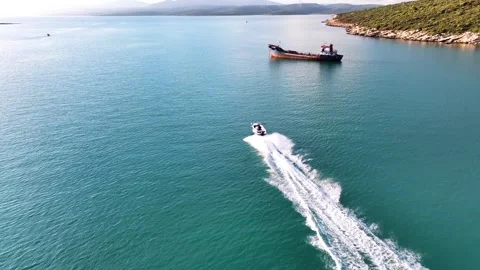 Speedboat going on the sea Stock Footage 292816975