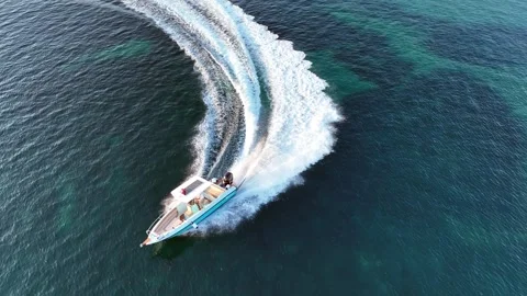 Speedboat going on the sea Stock Footage 292826643