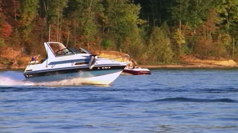 Speedboat on Lake Stock Footage 8641034