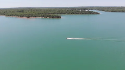 Speedboat on lake Stock Footage 89969631