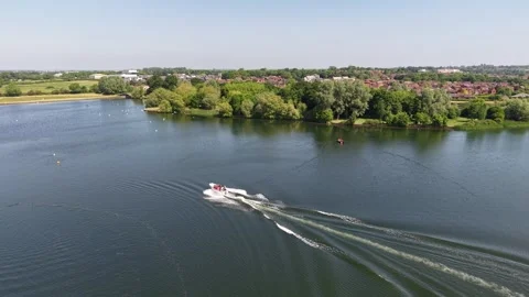 Speedboat on a lake Stock Footage 311194569