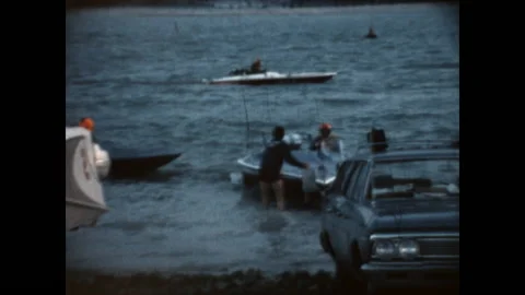 Speedboat Launch 1966 Stock Footage 148120846