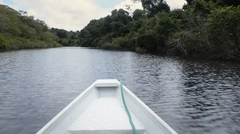 Speedboat navigates on Amazon Stock Footage 52507549