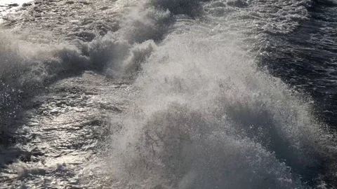 Speedboat power wake Stock Footage 112253572