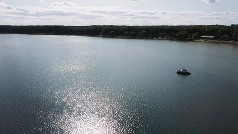 Speedboat quickly floats on the water surface Stock Footage 117472663