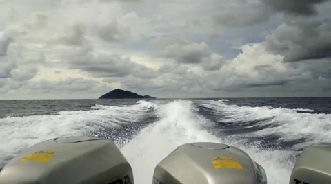 Speedboat rear view Stock Footage 52922408