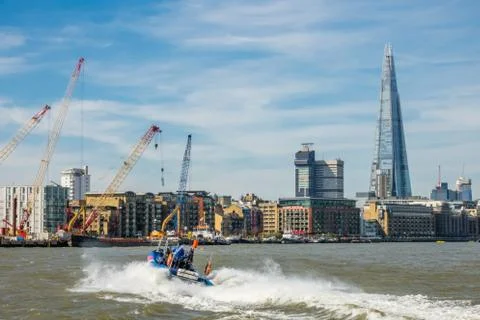 Speedboat on the river Thames Stock Photos