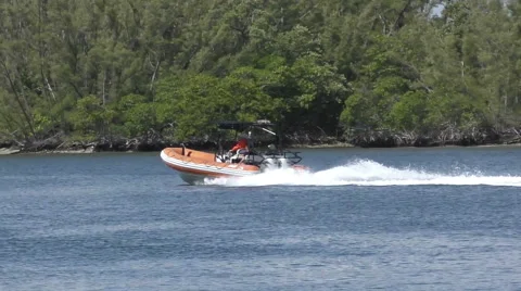 Speedboat in slow motion Stock Footage 50545725