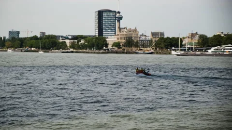 Speedboat team on the river Stock Footage 203451181