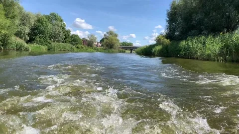 Speedboat Wake on River Water Stock Footage 320860742