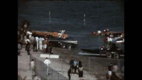 Speedboats Launch 1966 Stock Footage 148121193