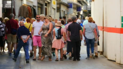 Speeded up tourists on Main Street in Gibraltar, miniature effect Stock Footage