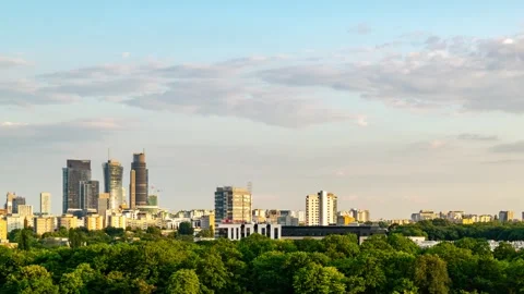 Speeded View of Warsaw's Mixed Architecture on Spring Day Stock-Footage 279142078