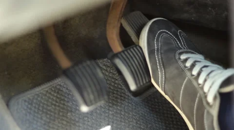 Speeding Car Pedals Close Up Stock Footage 46127106