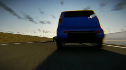 Speeding car on a road Stock Footage 12765787