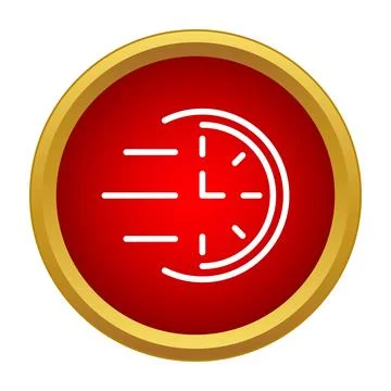 Speeding clock icon symbolizing fast time and deadlines Stock Illustration