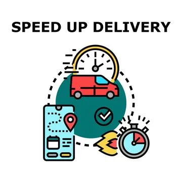 Speeding up delivery service, express parcel logistics concept 库存插图