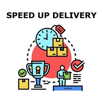 Speeding up delivery service optimizing logistics process 스톡 일러스트