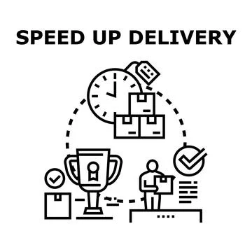 Speeding up delivery service optimizing logistics process Illustrazione stock