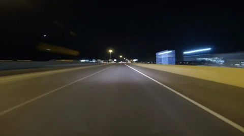 Speeding Down Freeway At Night Time Lapse Stock Footage 34690389