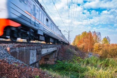 Speeding Train in Autumn Stock Photos