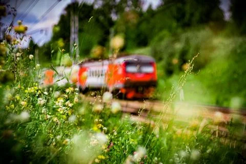 Speeding Train in Countryside Stock Photos