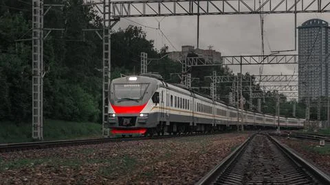 Speeding Train in Countryside Stock Photos