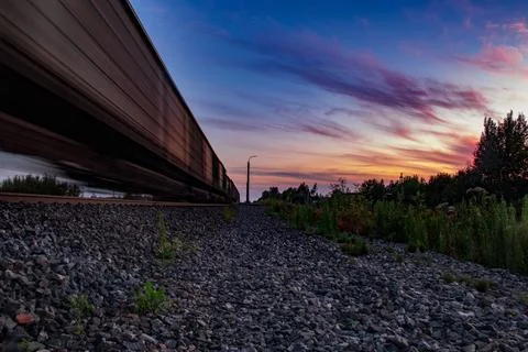 Speeding Train at Dusk Stock Photos