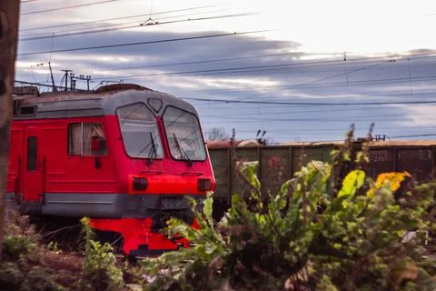 Speeding Train at Dusk Stock Photos