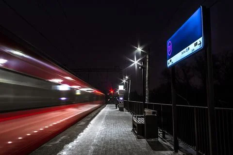 Speeding Train at Night Stock Photos