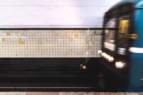 Speeding Train at the Station Stock Photos