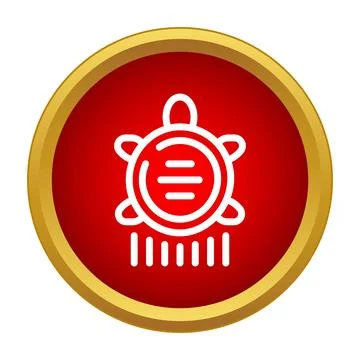 Speeding turtle icon on round red button Stock Illustration
