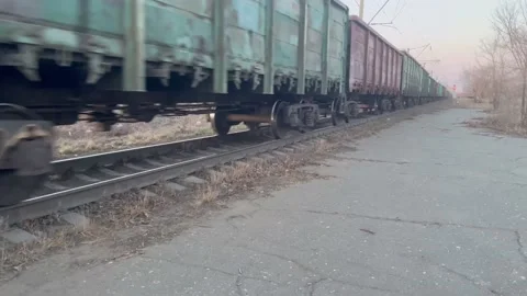 Speeding Wheels: Captivating View of Freight Train Movement 3 Stock Footage 237941200