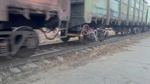 Speeding Wheels: Captivating View of Freight Train Movement 2 Stock Footage 237941237