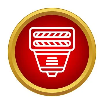 Speedlight camera flash icon on red circle Illustration