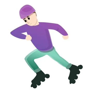 Speedman inline skates icon, cartoon style Stock Illustration