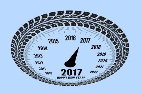 Speedometer 2017 year greeting Stock Illustration