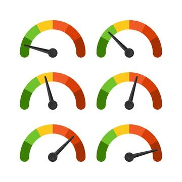 Speedometer 6 different position icon vector for graphic design, logo, websit Stock Illustration