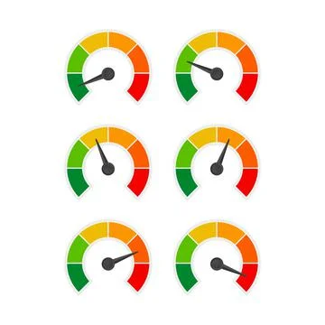 Speedometer 6 different position icon vector for graphic design, logo, websit Stock Illustration