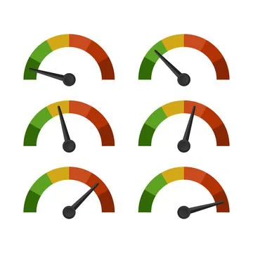 Speedometer 6 different position icon vector for graphic design, logo, websit Stock Illustration