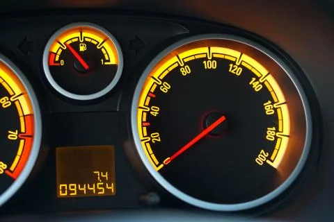 Speedometer analog yellow Stock Photos
