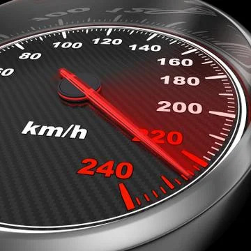 Speedometer and arrow on 220 (done in 3d) Stock Illustration