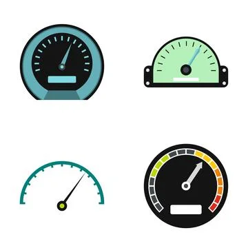 Speedometer and dashboard gauges measuring performance data Stockillustratie