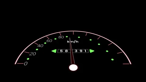 Speedometer and Odometer with Needle at Forty km/h on Dark Grey Dial gauge .. 스톡 동영상 321738905