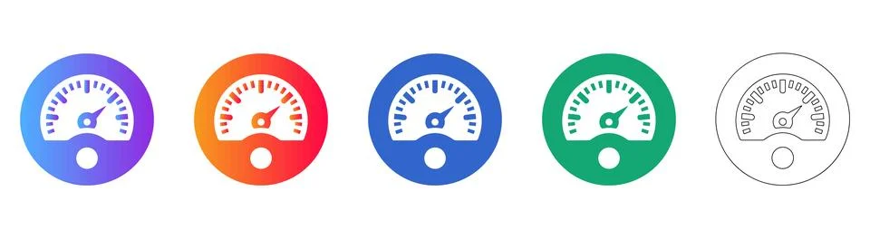 Speedometer and Performance Gauge Icon Set Illustrazione stock